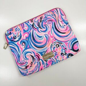 Lilly Pulitzer Laptop Sleeve Women One Size Pink Blue Swirl Tech Case Colorful